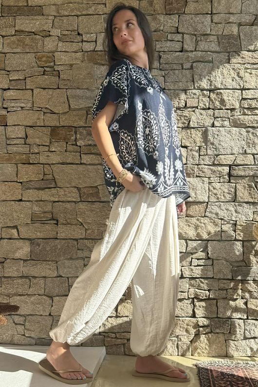 Yara Morrocan Box Top Navy